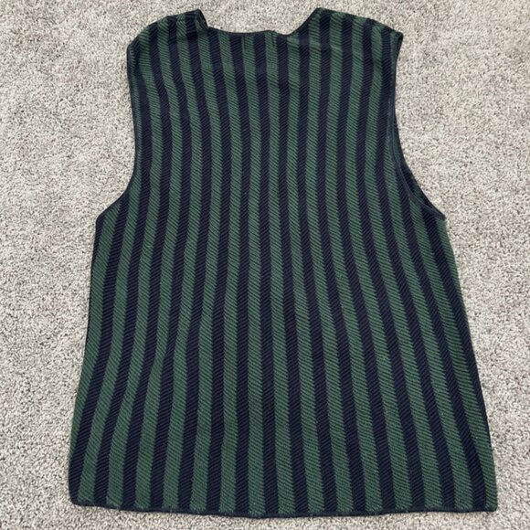 Vintage Colours By Alexander Julian Knit Cotton Sweater Vest Green Stripe Large - Picture 8 of 9
